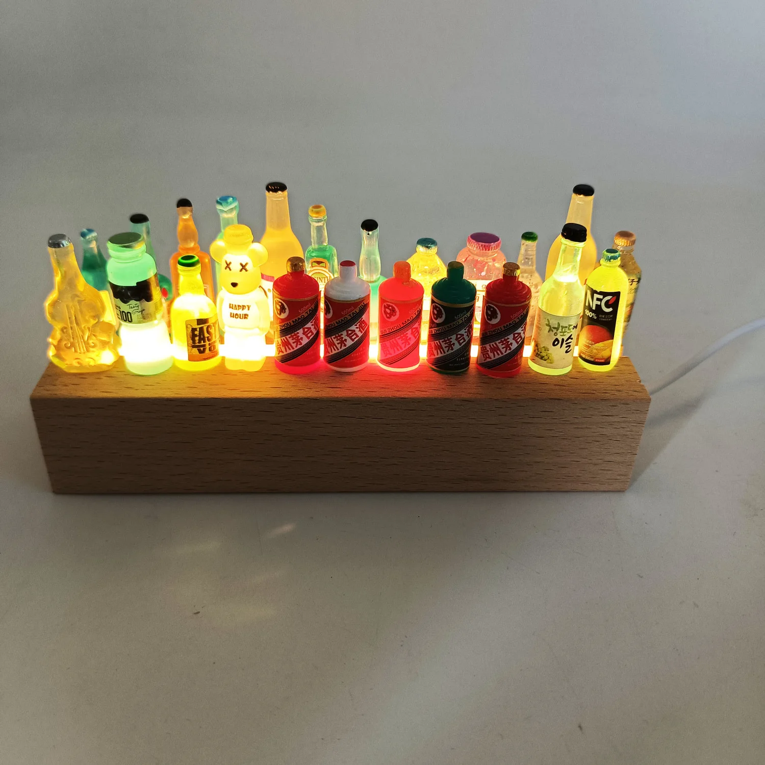 Rectangle Led Light Display Base Wooden Stand Lasers Crystal Glass