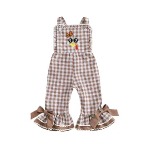 Children's Thanksgiving Embroidered Strap Bow Trousers No Logo/Graphic Design No Material Specified Cross-border Foreign Trade