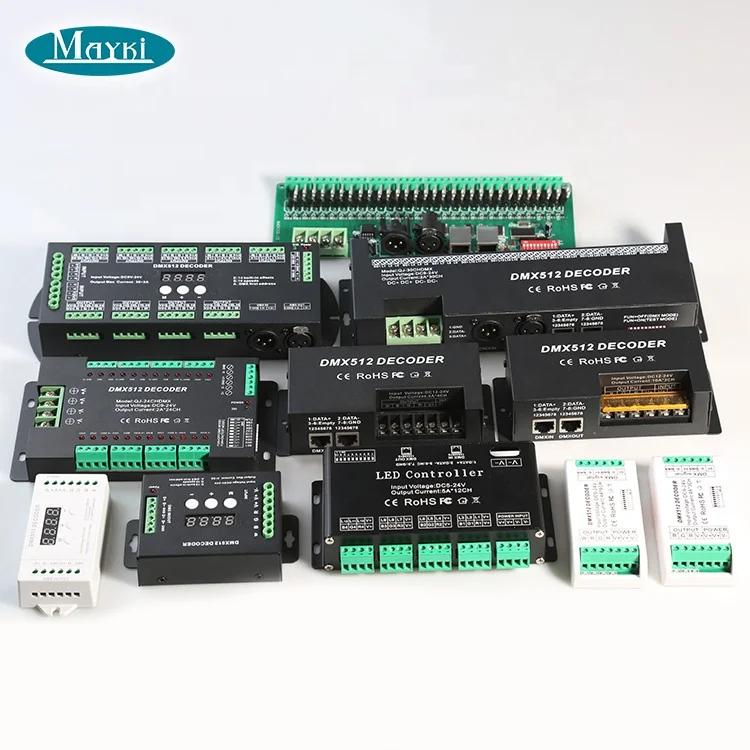 24 Channel DMX Controller DIP Switch DMX512 RGB DMX Decoder for LED Strip LED Lighting 2Ax24CH