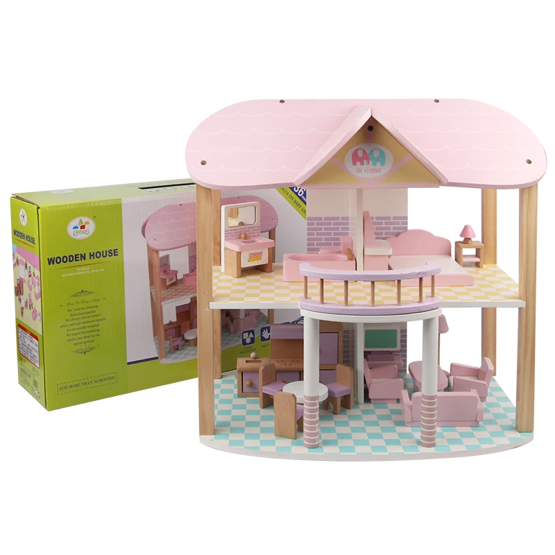 Latest Kids Children Wooden Furniture Dolls Family House Miniature Room Set Toys 