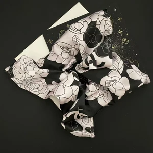 Designer Brand Exquisite Satin Double C Letter Headband, New Printed Ribbon Scrunchie Ponytail Headband