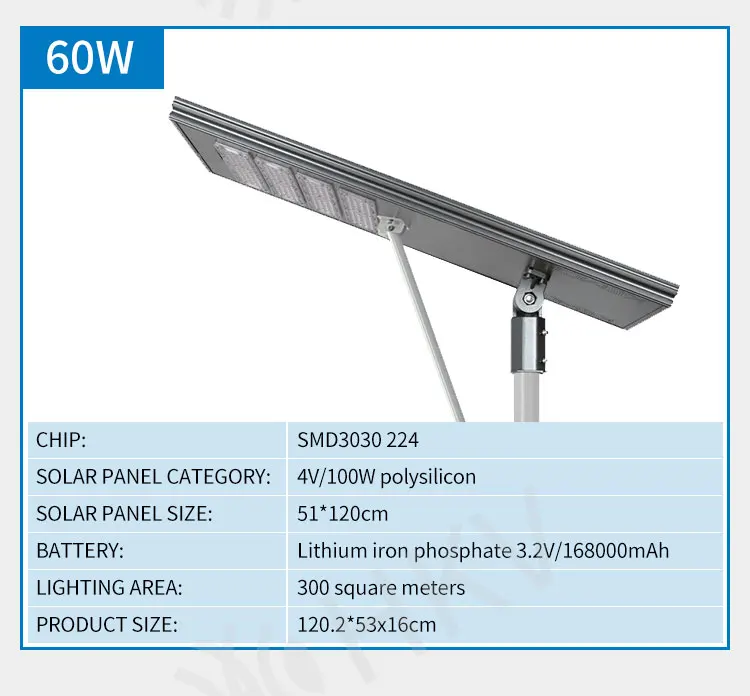 MPPT Technology Die Cast Aluminum IP65 All In One Solar Light 20W 40W 60W