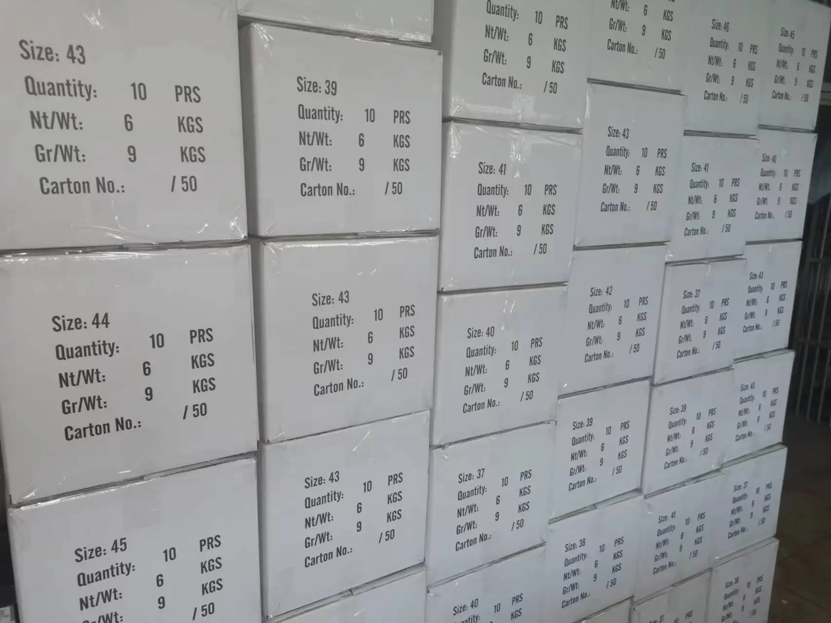 Packaging & shipping specifications