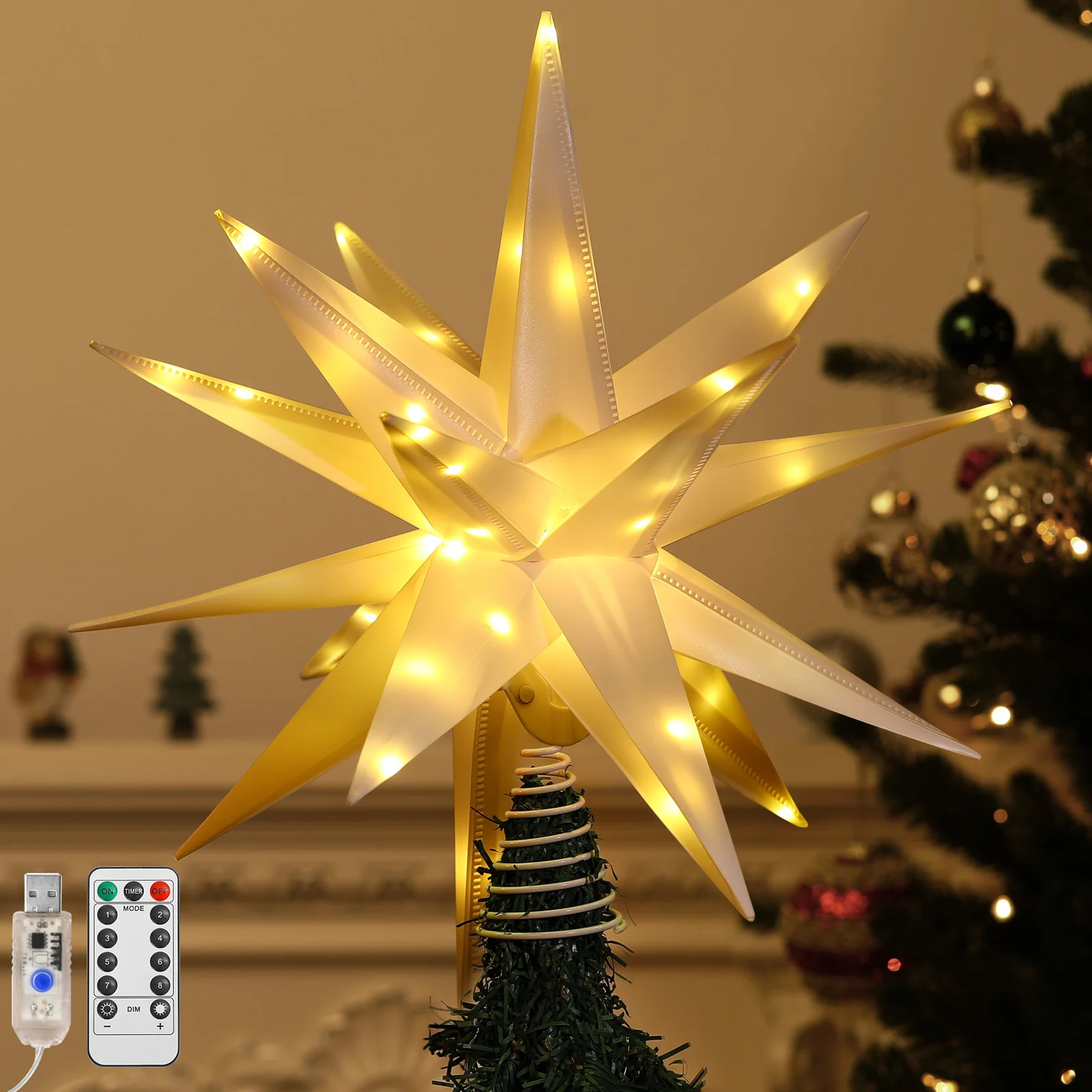3D Moravian Hanging Star Light Explosion Star Light String Christmas Festival Decorative Star Light