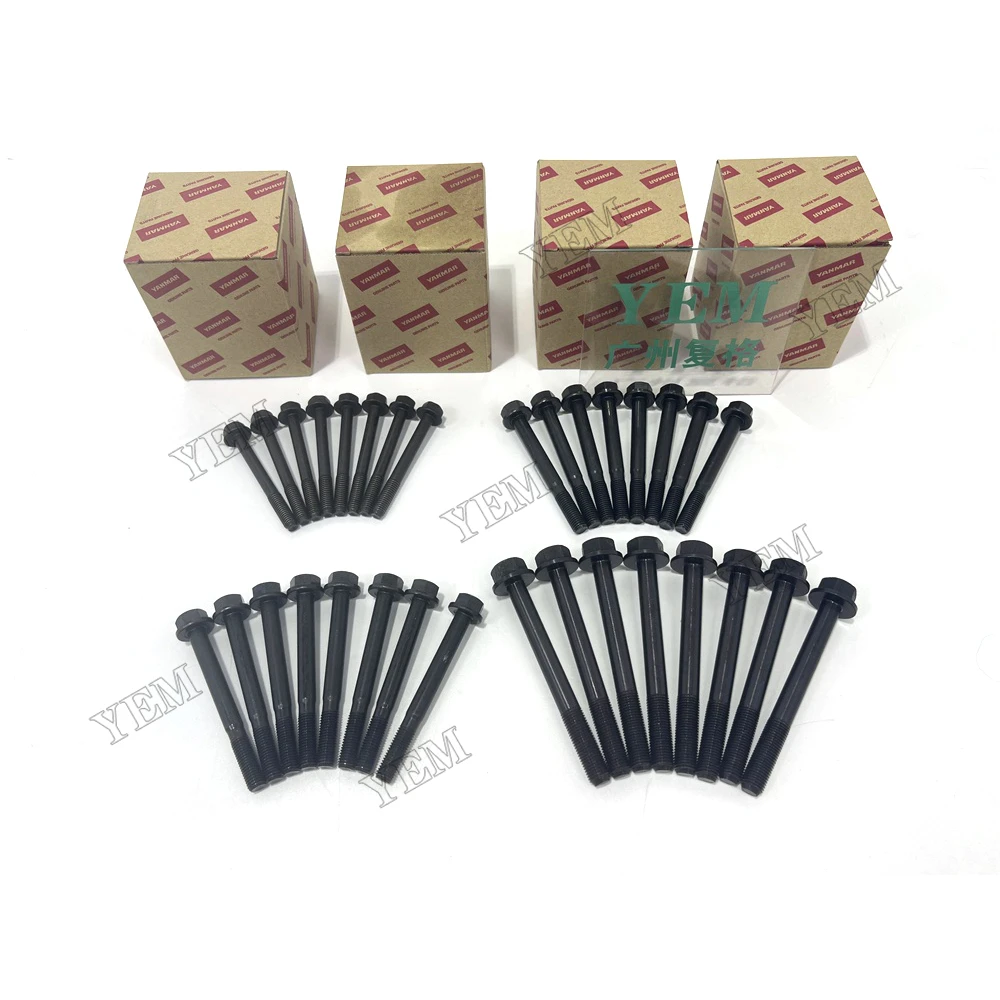 4D84-2 Cylinder Head Bolt Fit for Yanmar Excavator Forklift Diesel Engine Repair Parts.