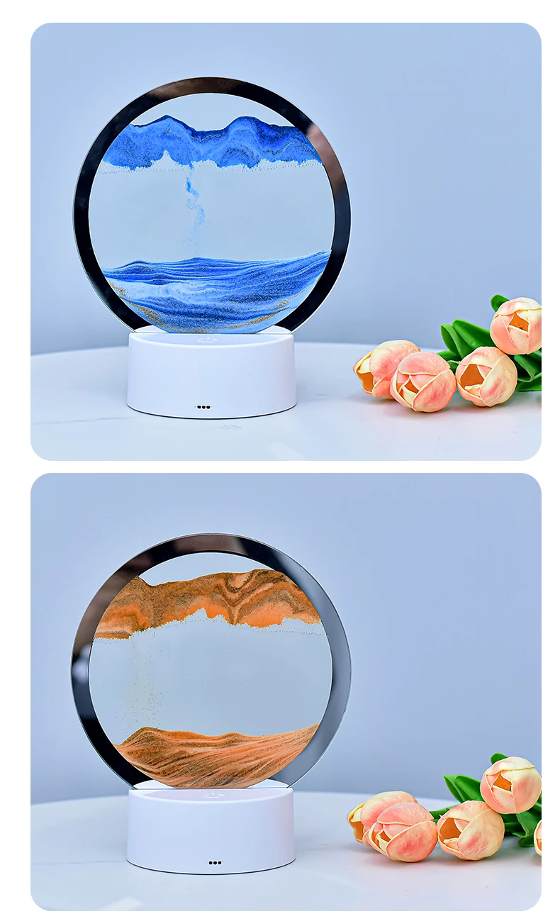 Moving Art Hourglass Table Lamp Battery Operated Or Usb Quick Sand Lamp