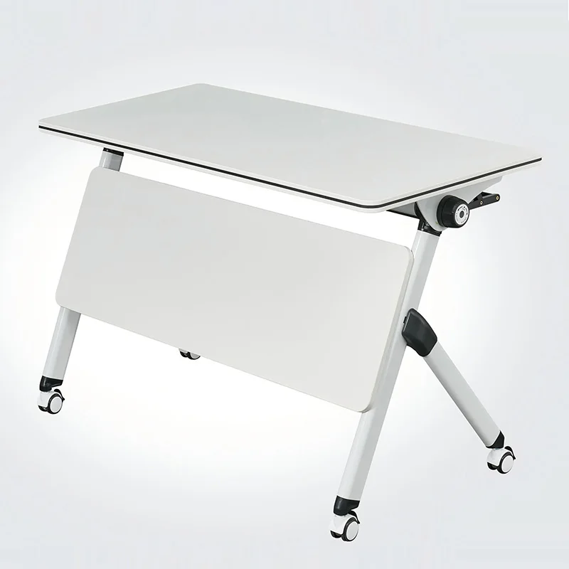 Office Training Furniture Portable Folding Flip Table with Adjustable Wheels Meeting Laptop Collapsible Desk Customization image 3