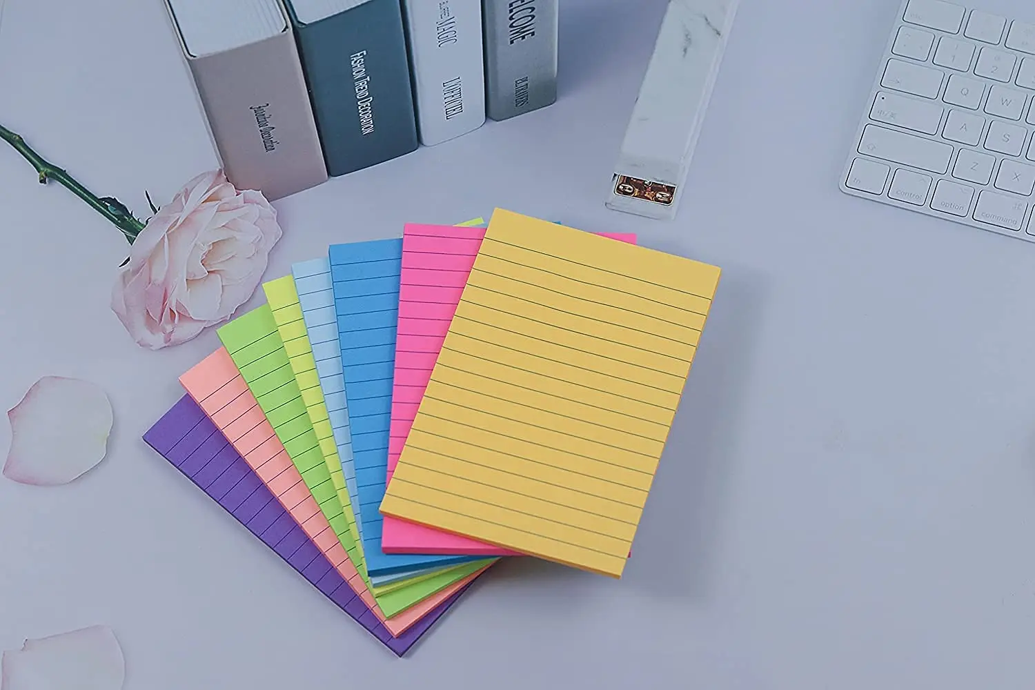 Lined Sticky Notes Bright Post Sticker Colorful Big Square Self Sticky Notes Pads for Office Home School Meeting