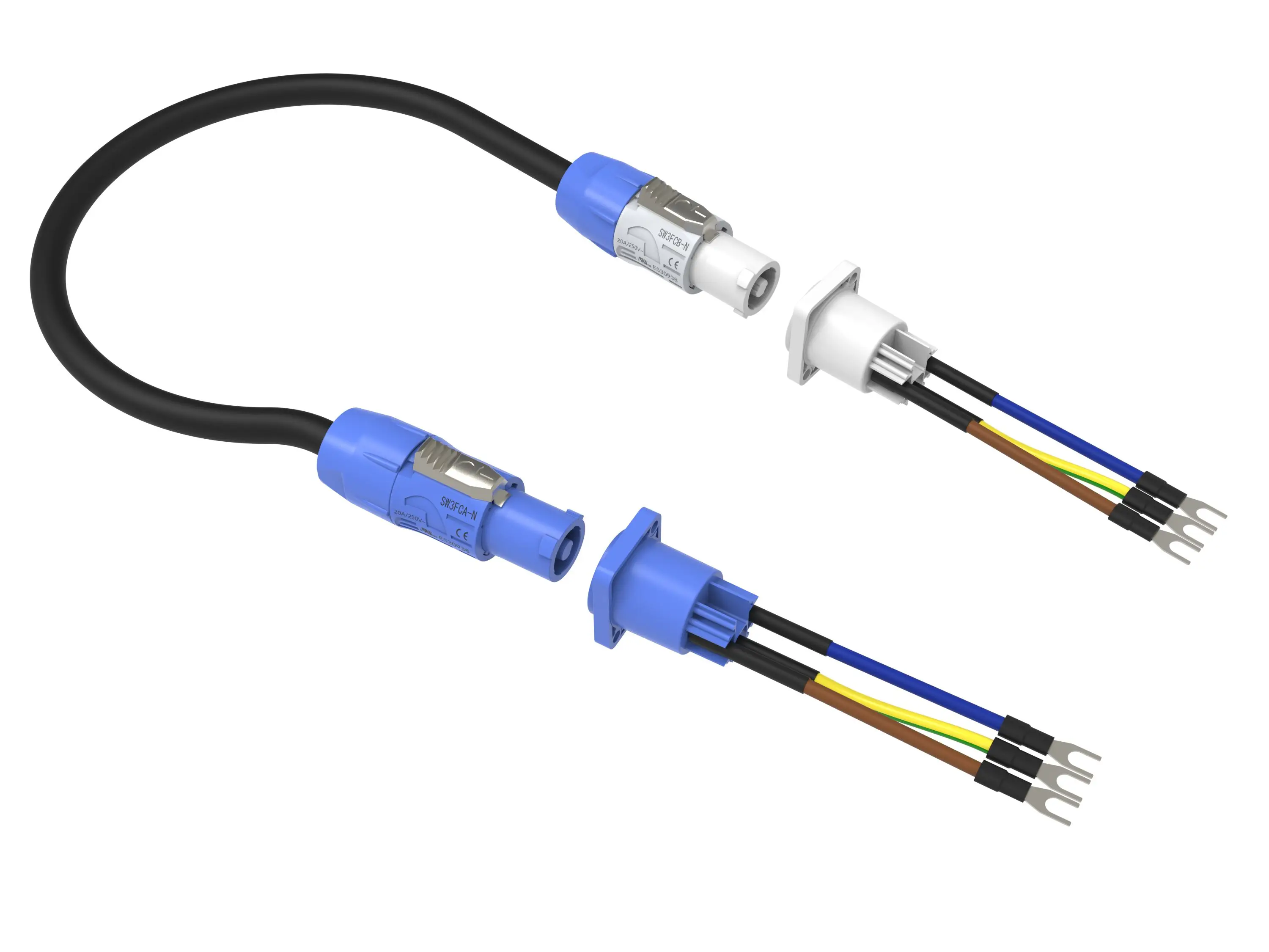 Indoor Ip44 250v Ac Powercon Connector Female Socket Power Connector for Led Display