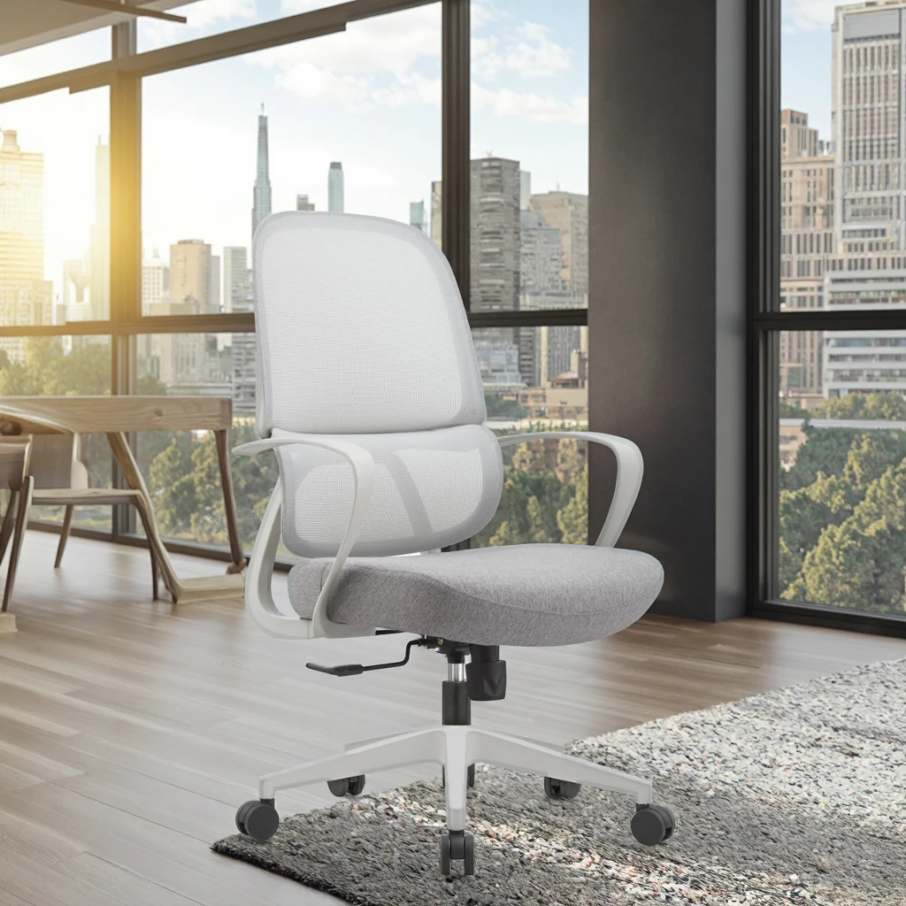 New Arrival 823B Gray Rubber Professional Office Chair Adjustable Tilt Mechanism Contoured Seat Cushion Mid Back Support 2