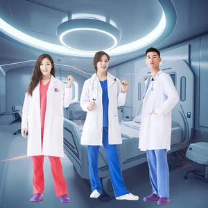 Women's Summer Long Sleeve White Lab Coat Medical Uniform Gown for Doctors and Nurses Hospital Clothing