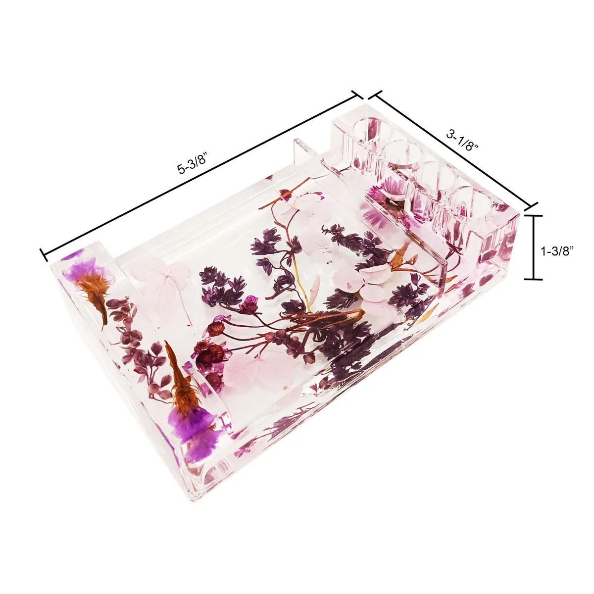 Маркетинг акриловые Memo ручка держатель телефона Фиолетовый Природа засушенные цветы коллекция офиса школы дома Настольный Органайзер