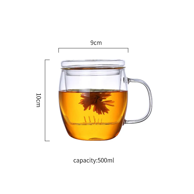 Household Glass Heatresistant Flower Transparent Glass Tea Cup With