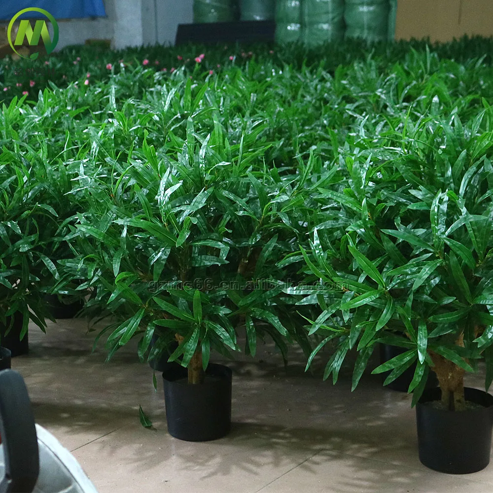 Simulation Flower Bonsai Tree Artificial Green Plant Bonsai Plastic Potted Tree Artificial Nerium Oleander for Garden Decor