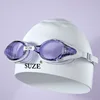 Liquid dreamy purple-white swimming cap