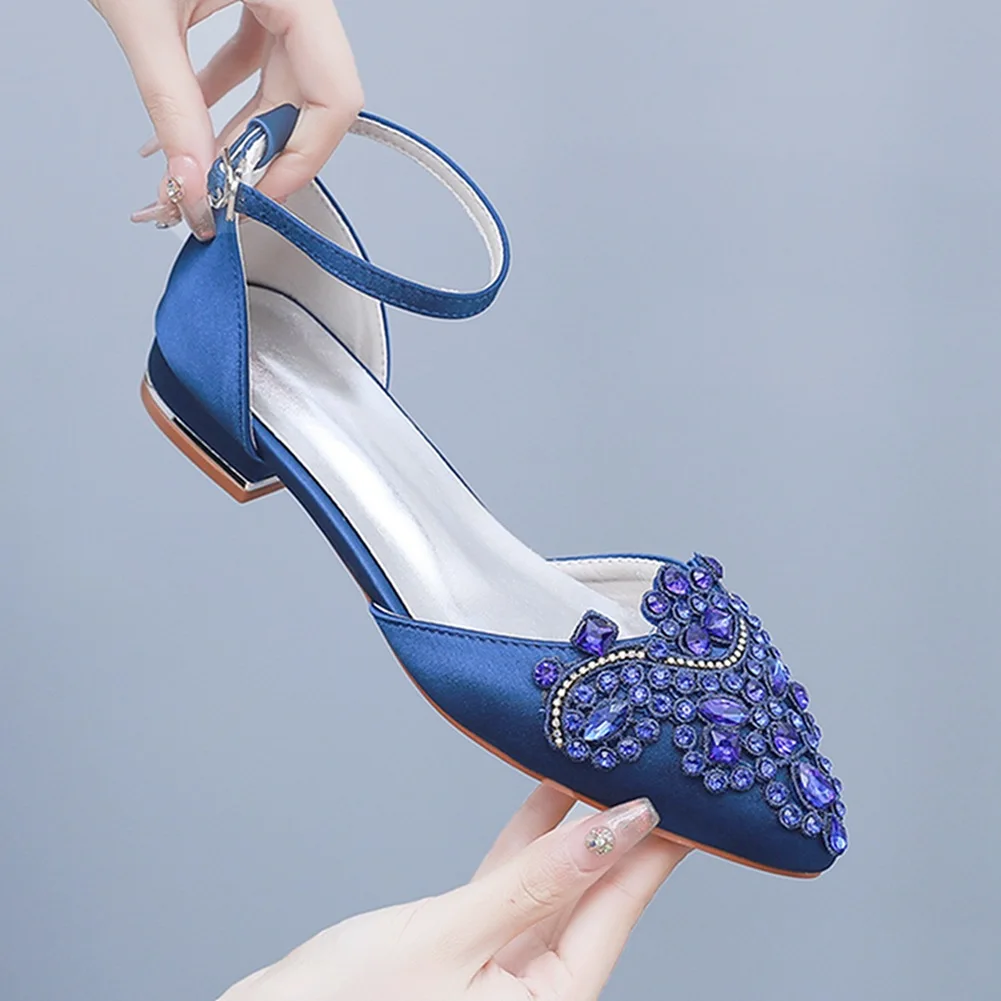 blue heels for wedding dress Blue bridal Shoes with low heel in blue satin for your wedding day