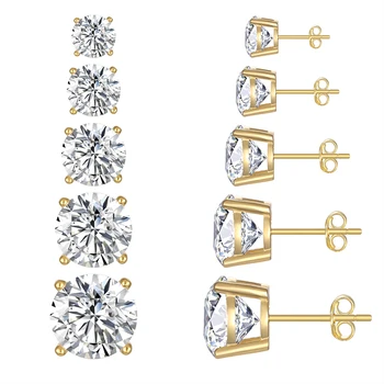 Korean fashion earrings jewelry 925 sterling silver classic single diamond earrings 2-10mm zirconia stud earrings for women