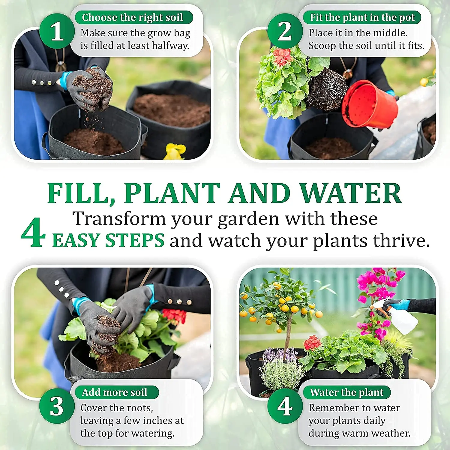 5 Pack 20 Gallon Felt Planter Potato Grow Bag In Grow Tent Felt Potato