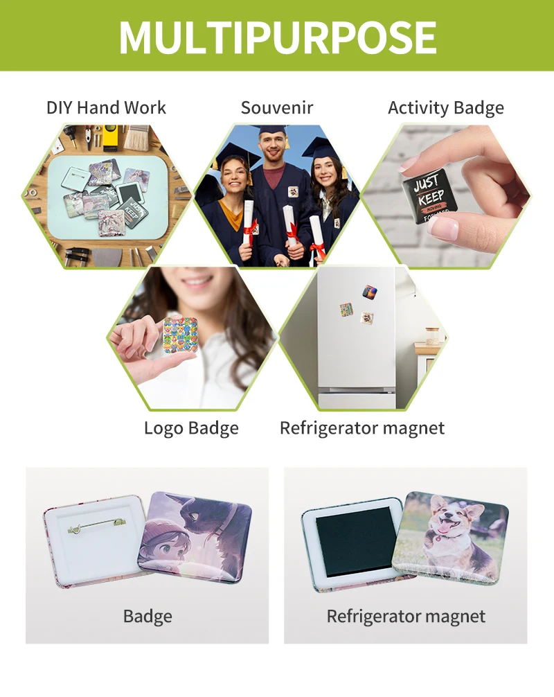 Machine à Badges DIY Pour Badges Carrés 50 Mm – Avec Pièces Magnétiques, Pour Créer Des Badges Personnalisés