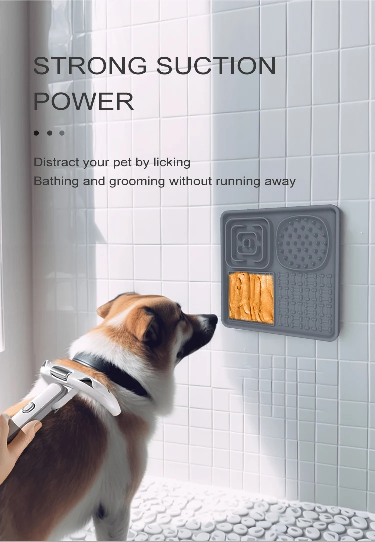 Wellfine New Silicone Dog Lick Mat Pet Dog Lick Pad Slow Feeder Dog