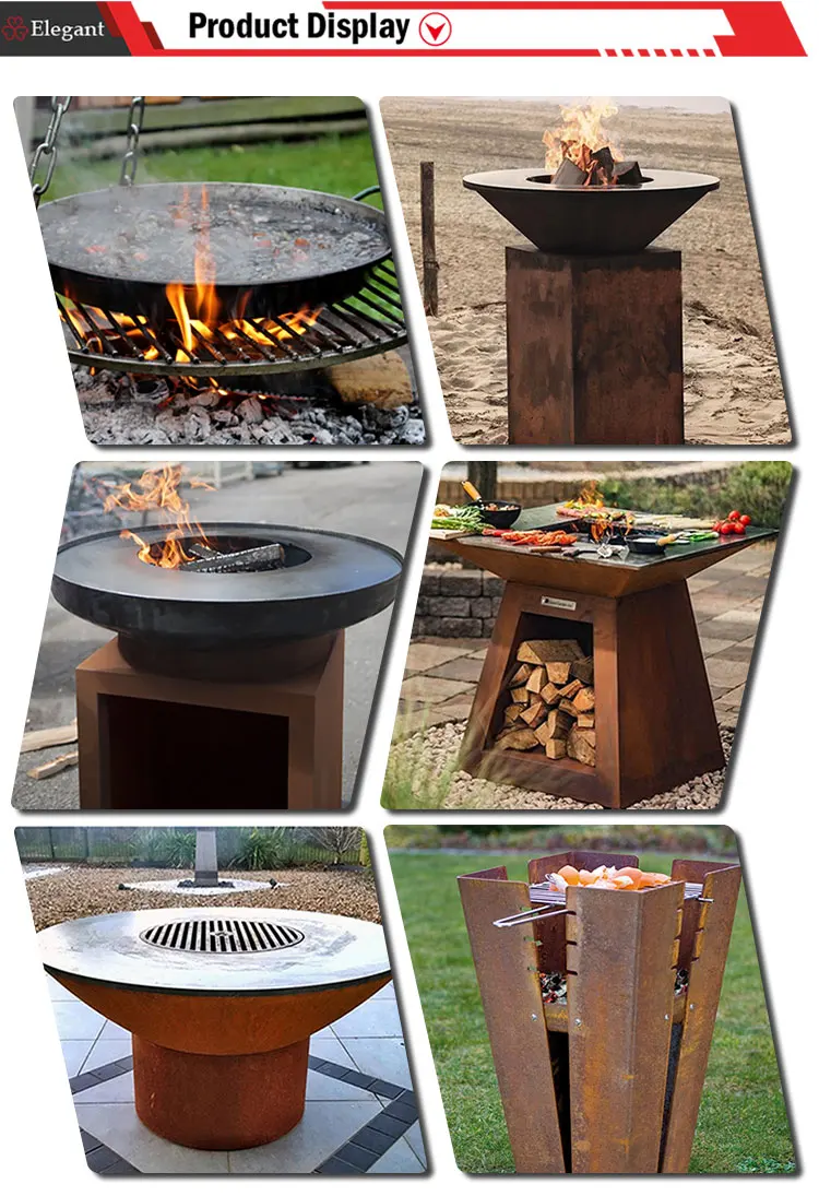 Outdoor Corten Steel Fire Pit Barbecue Bespoke Size Corten Steel Metal