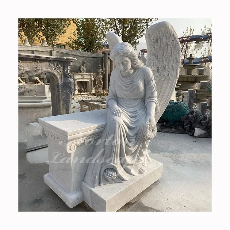 Carved white marble stone granite life size angel statue monuments tombstone designs and prices