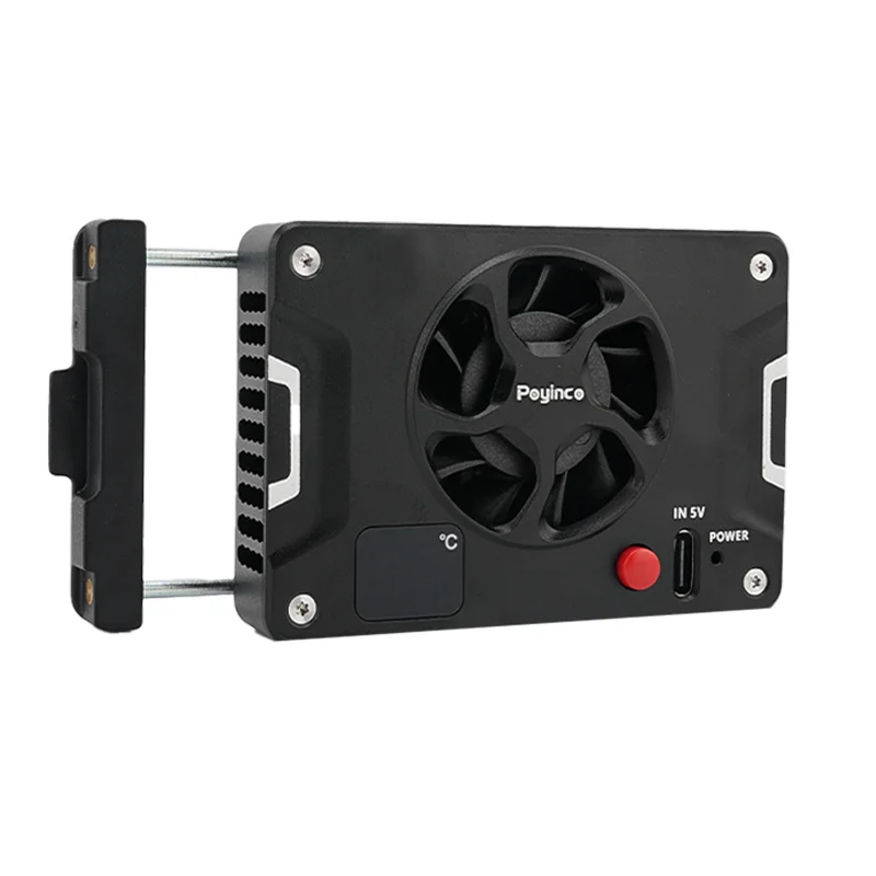 Ventilateur de refroidissement pour caméra en aluminium Poyinco avec ressort, support télescopique réglable, mini dispositif intelligent doté d’un port de chargement USB Type-C