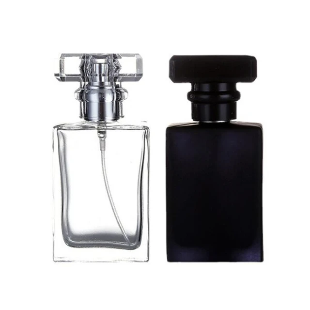 Free Samples Wholesale Luxurious Black Glass Perfume Spray Bottles 30ml 50ml 100ml Empty Square Reusable Matte Surface Box