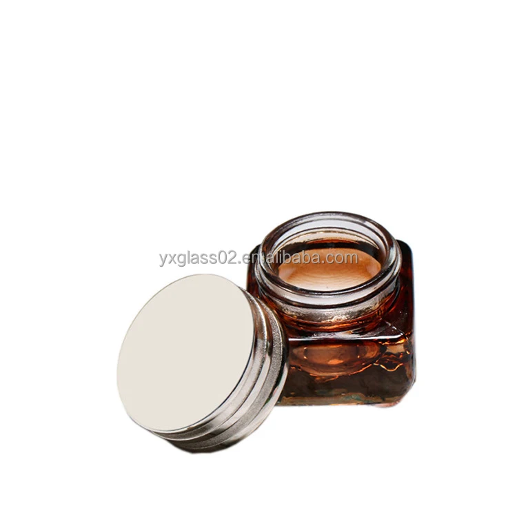 15g Hot sale luxury fashion amber square eyes cream jar new style cosmetic packaging glass bottle supplier