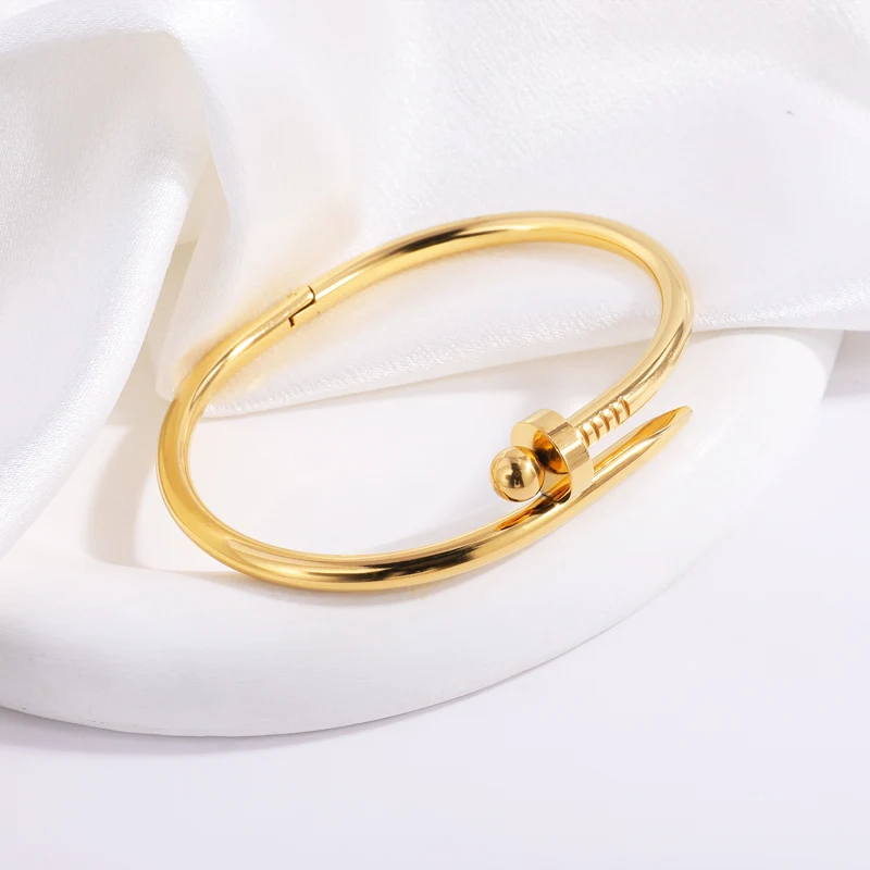 Fashion Light Luxury Personality Bracelet Titanium Steel Bracelet Bead Nail  Non-fading Stainless Steel Bangles for Women