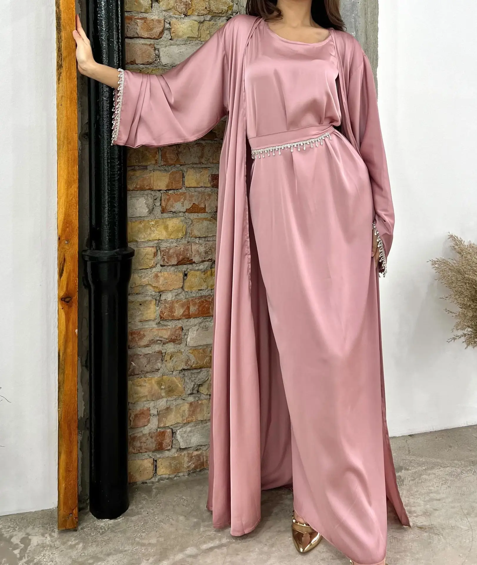 knee length dresses for ladies Sleek Kimono Style Abaya main image 1