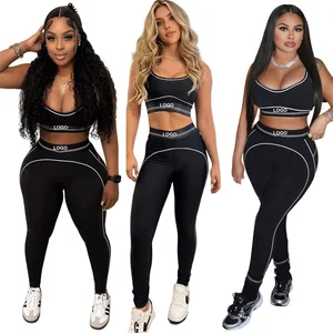 Wholesale Women Sportswear Custom Legging Sets V-neck Peach Lift Hip Sports Yoga Sets for Pilates Outfit Gym Wear Set Women