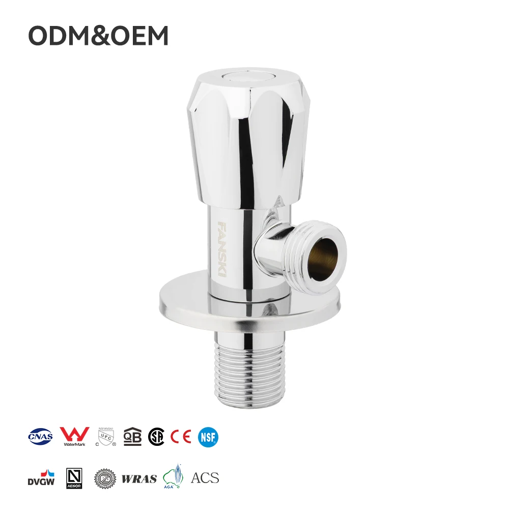 FANSKI  in Sock Kitchen and Bathroom Faucet Accessories Chrome Plated Stainless Steel Angle Valve with Plastic Handle
