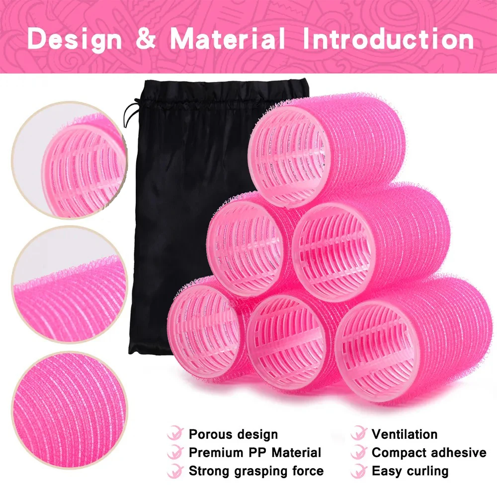 Wholesale Custom 18pcs No Heat Plastic Hair Rollers Set 3 Sizes Self Grip Hair Curler Rollers with Comb and Duckbill Clips