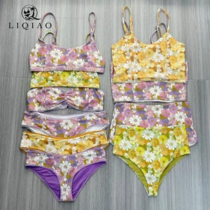 Floral Print Two-Piece Swimsuit-Pastel Daisy Pattern Digital Print Breathable Swimwear for Women