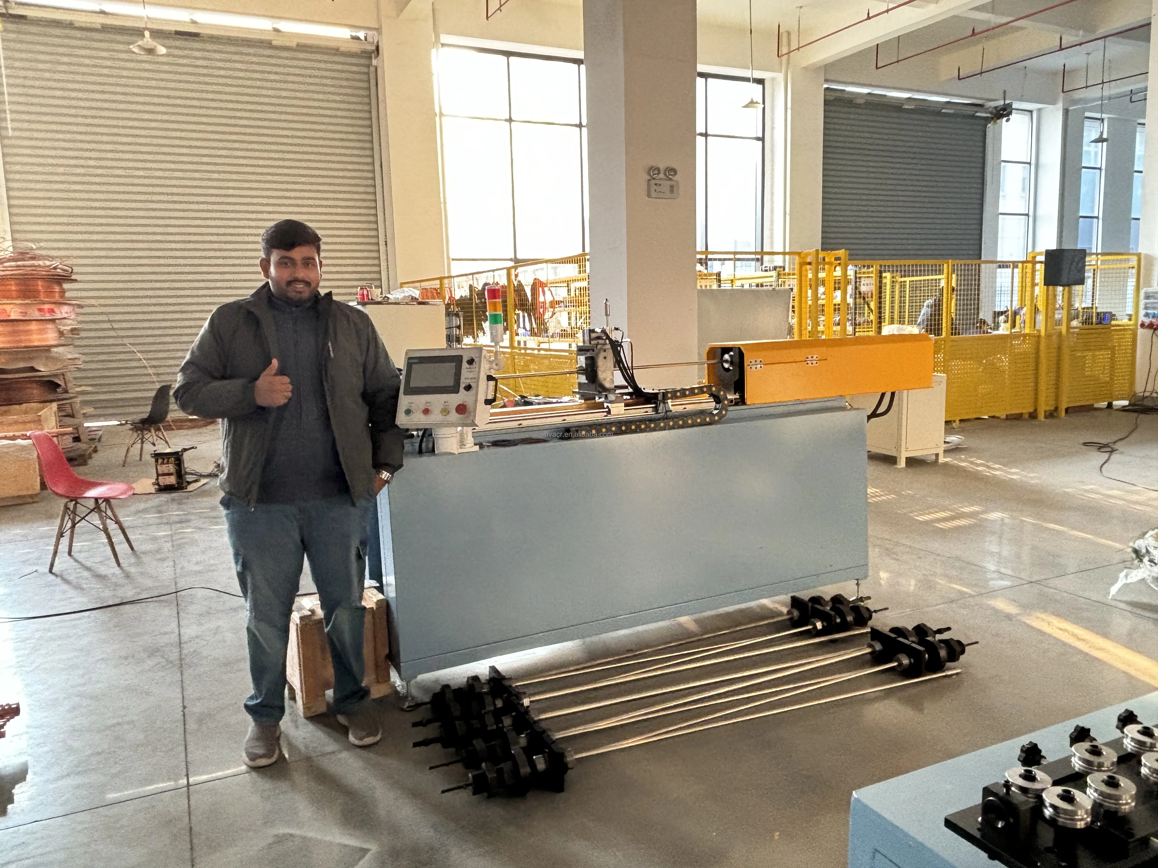 BOBO Machine copper tube hole pipe punching machine for solar shown in a detail photo for this news article