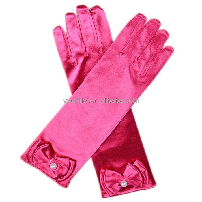 Girls Long Satin Princess Dress Up Diamonds Bows Gloves Buy Girls Long Satin Princess Dress Up
