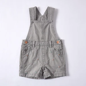 Wholesale Natural Dye Casual Sleeveless Loose Romper with Short Pants Baby Girls Floral Jumpsuits