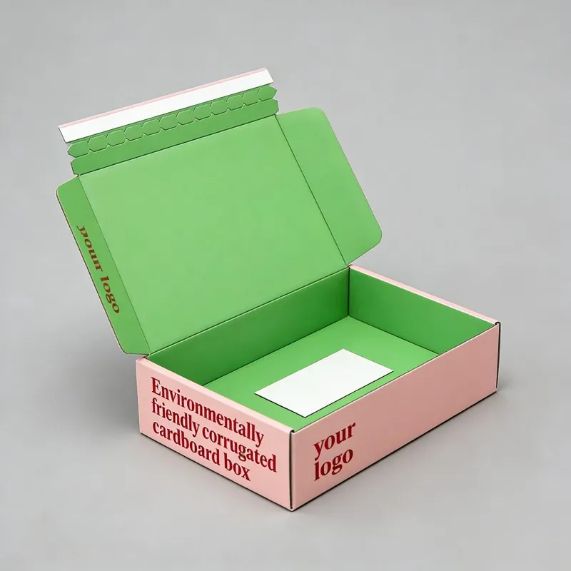 Scatola postale riciclabile all'ingrosso con striscia di apertura e chiusura a cerniera, in cartone ondulato, per abbigliamento, scatole adesive