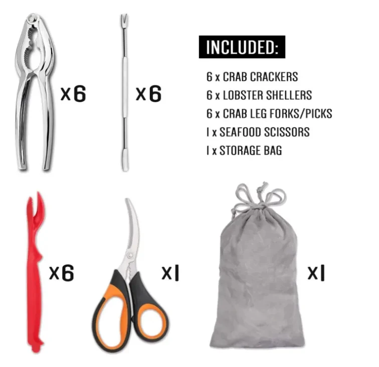 New Arrival Seafood Serving Tool Set 6 Crab Crackers 6 Lobster Shellers 6 Crab Leg Forks/picks 1
