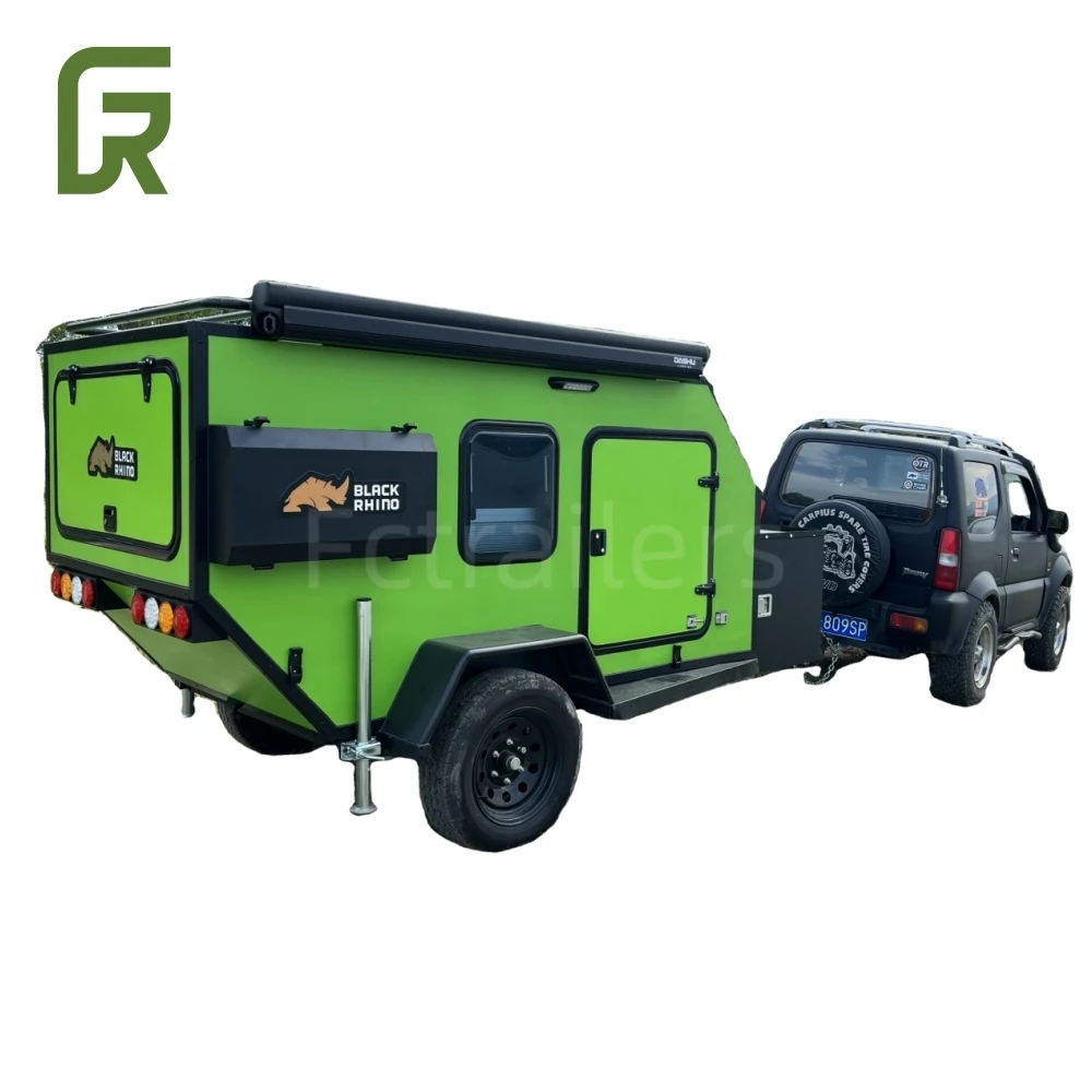 Small Mini Light Weight off Road Offroad Motorcycle Travel Camping Trailer with Rooftop Tent