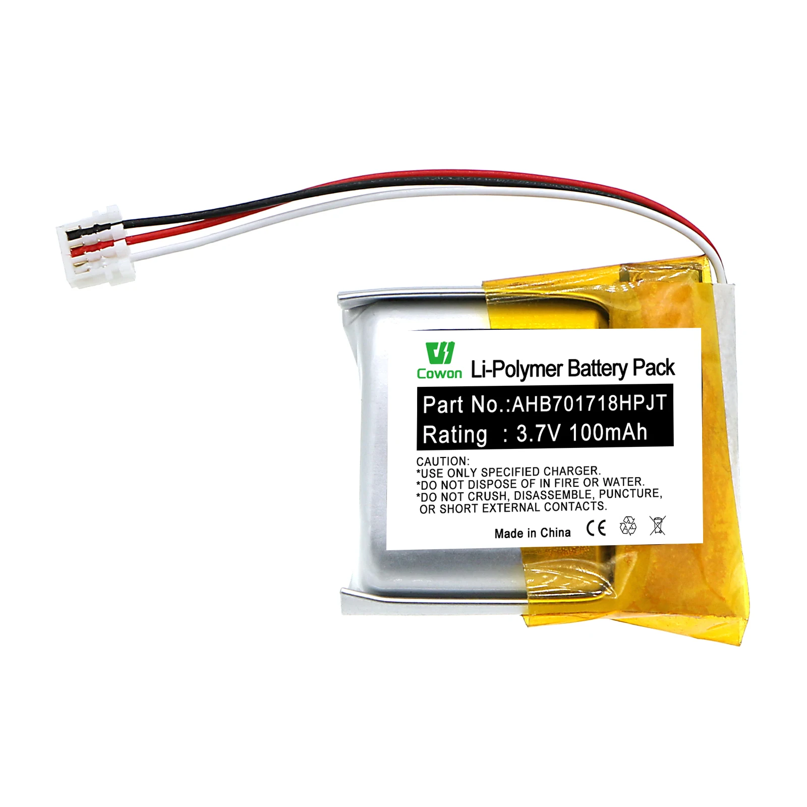 3,7 V 100 mAh Engage 65 konverterbar Li-polymerbatteri for trådløs hodetelefon