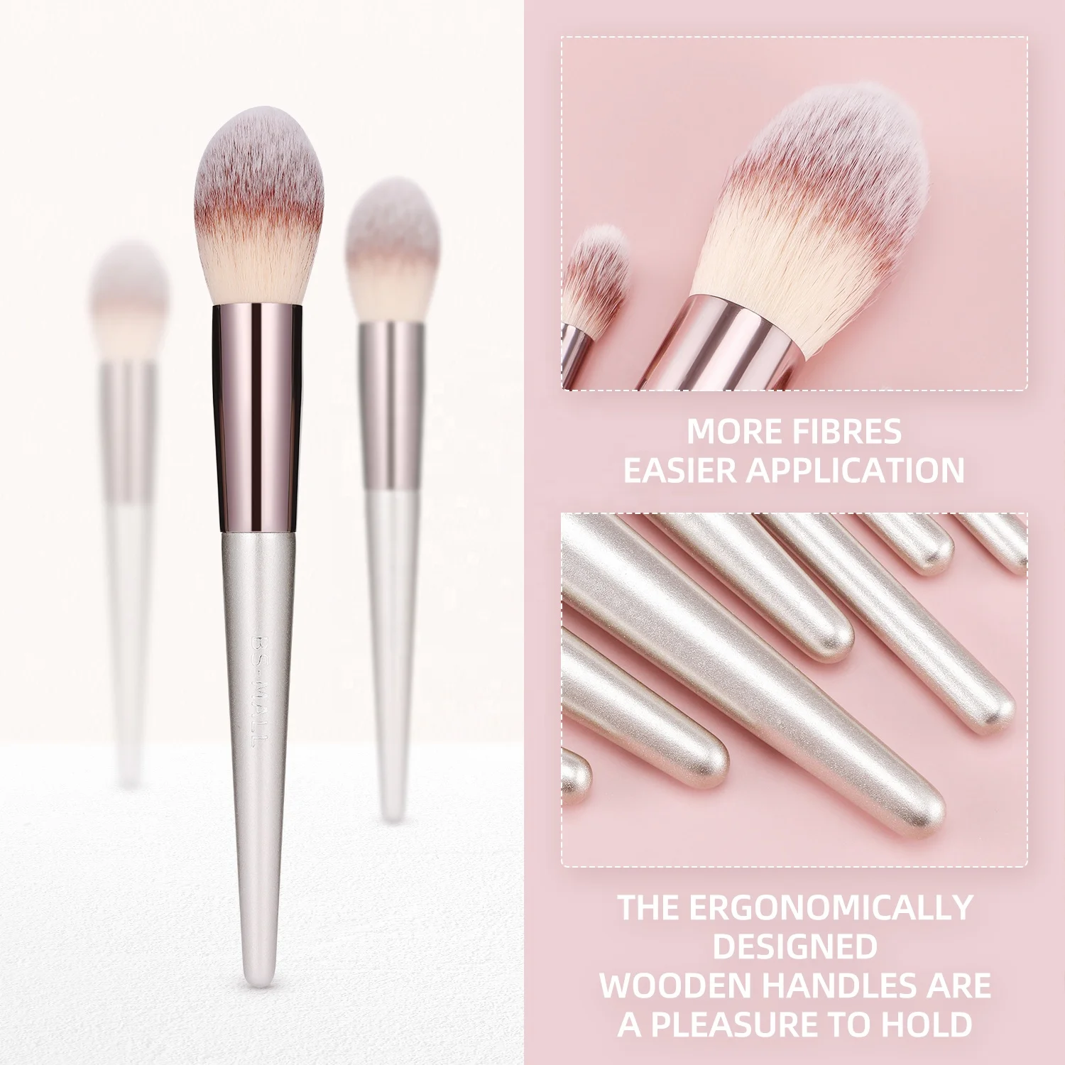 BS-MALL шампанское золото синтетические косметические кисти Kit 18 шт набор кистей для макияжа с сумкой в комплекте