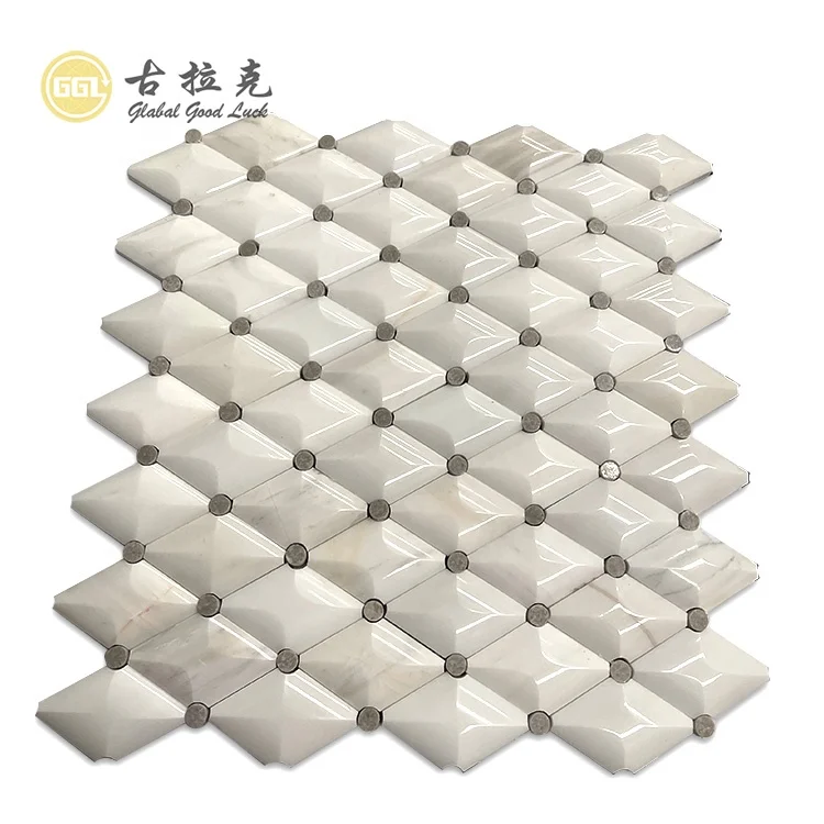 3D Nature Marble Calacatta Gold Marble Mosaic Tiles For Wall Decor