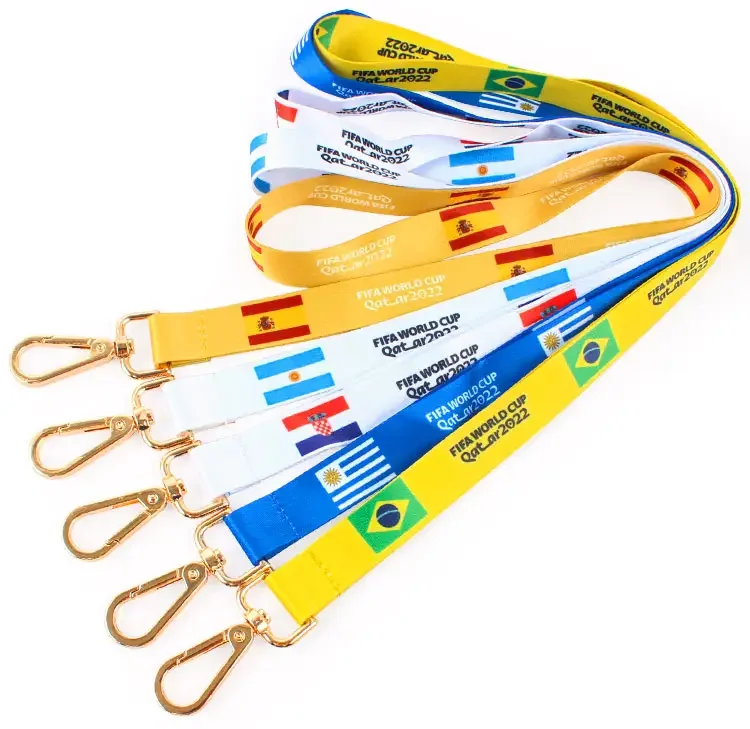 Country Flag Neck Lanyard Strap Sublimation Polyester Metntal Hook 