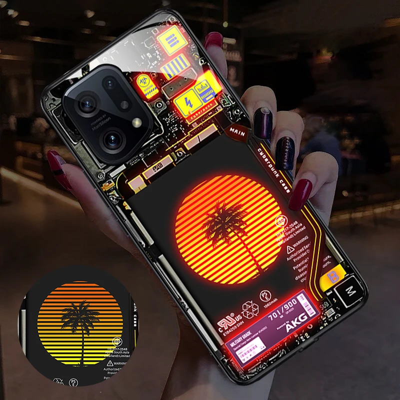 Patterned Luminous Mobile Phone case for oPPO Fine X5 Pro Reno7 6 5 Pro Realme OnePlus Smart Light Phone case