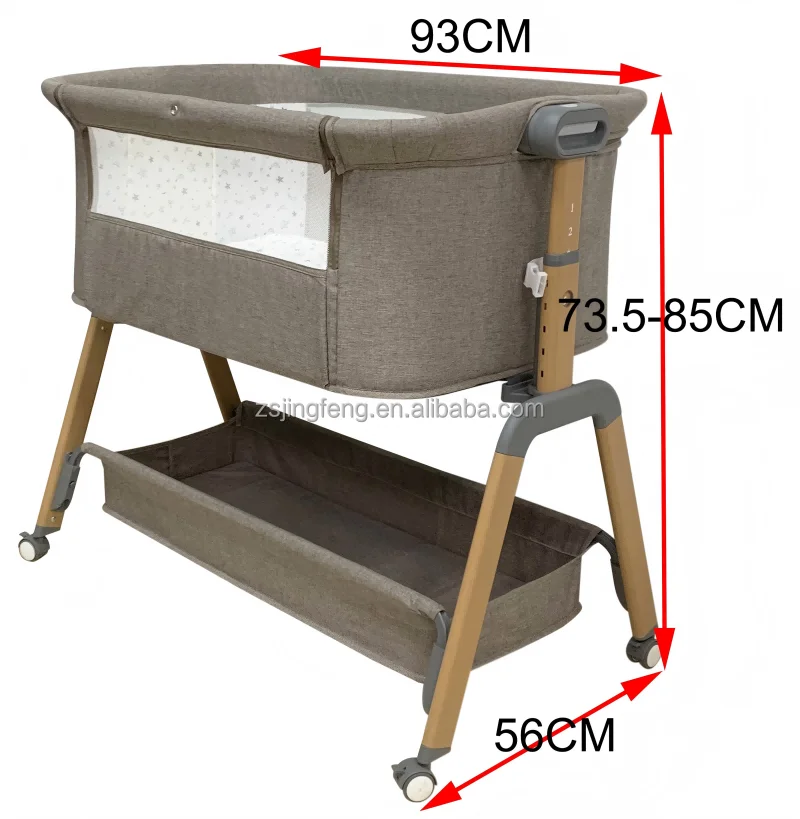 Portable Baby Bassinet Baby Bedside Co-Sleeping for 0-6 Months 5 Height Adjustable Bedside Crib Baby Bed Cot with Mosquito Net