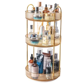 Swivel Storage Rack Multi-functional Transparent Dresser Organizer Shelf Cosmetics Storage Box