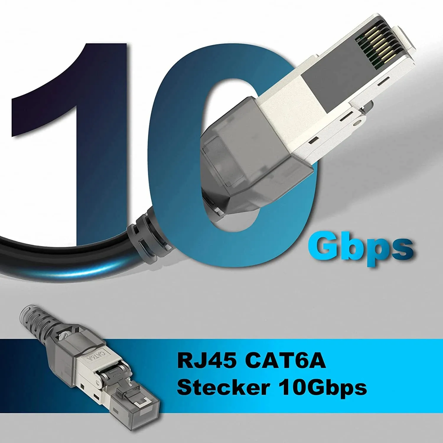 ZOERAX Cat6A 10Gbps Zinc Alloy Shielded Toolless RJ45 Connector