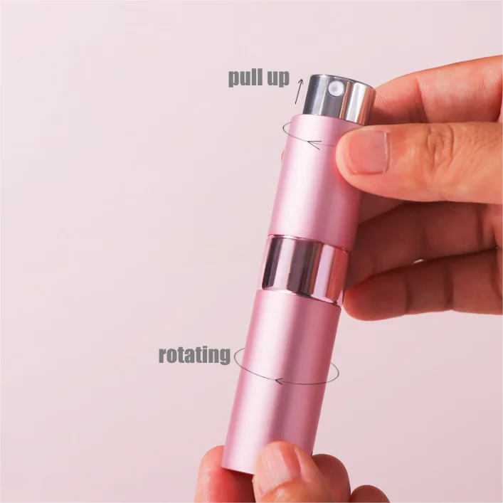 Factory Direct 10ml 8ml Portable Round Aluminium Perfume Atomizer Twist up Metal Cosmetic Spray Bottle Pump Sprayer Refillable